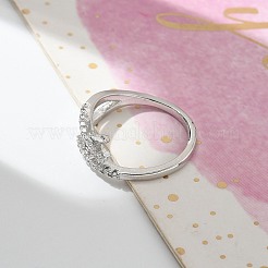 Letter X Shaped Clear Cubic Zirconia Cuff Rings&nbsp;RJEW-G337-09P