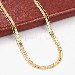 316 Stainless Steel Round Snake and Herringbone Chains Double Layer Necklace for Women Men&nbsp;NJEW-C025-01G