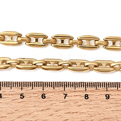 女性用304ステンレススチールリンクチェーンネックレス  ゴールドカラー  長方形  16.65インチ（42.3cm）  リンク：10.5x7x2.5mm&nbsp;LS-NJEW-G197-01G-02