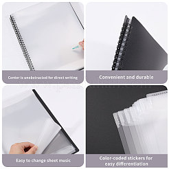 プラスチック製のピアノ楽譜フォルダー  インデックスタブとペン付き  長方形  ブラック  324x255x15mm&nbsp;AJEW-WH0410-133A