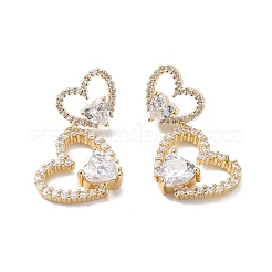 Heart Clear Cubic Zirconia Stud Earrings&nbsp;EJEW-M216-05G