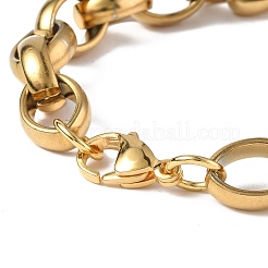 PVD Vacuum Plating 304 Stainless Steel Ring & Oval Link Chain Bracelets for Women Men&nbsp;BJEW-P287-01G