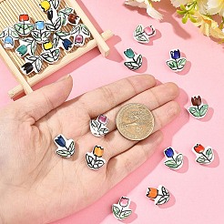 11個11色の手作り磁器の明るい釉薬ビーズ  花  ミックスカラー  16x14.5mm  1pc /カラー&nbsp;PORC-YW0001-86