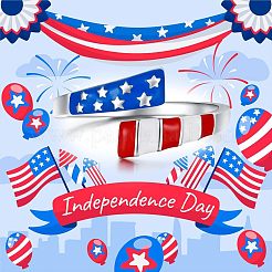 Independence Day American Flag Pattern Alloy Enamel Cuff Rings&nbsp;FS-WGD328B-01