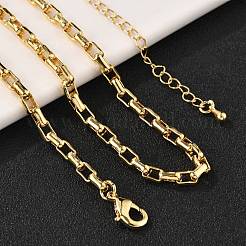 Brass Box Chain Necklaces for Women Men&nbsp;NJEW-F337-06G