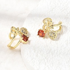 Cherry Brass Micro Pave Cubic Zirconia Cuff Earrings&nbsp;EJEW-C186-13G