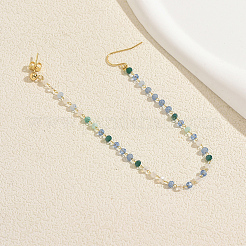Brass Plastic Round Beads Long Stud Dangle Earrings for Women&nbsp;IU4158