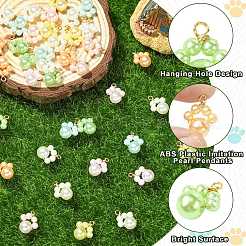 40個 8スタイル ABSプラスチック模造真珠ペンダント  足跡  明るい金色の銅線付き  ミックスカラー  16mm  穴：1.6mm  5個/スタイル&nbsp;PALLOY-CJ00177