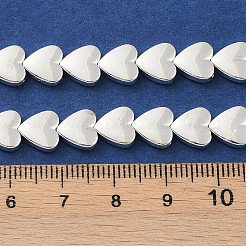 電気めっき合成非磁性ヘマタイト ビーズ 連売り  ハート  銀メッキ  8x8x3mm  穴：0.9mm  約49~51個/連  15.75''（40センチメートル）&nbsp;G-U003-19B-02