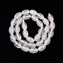 天然ホワイトアゲート瑪瑙ビーズ連売り  多面カット  オーバル  リネン  10.5~12x7.5~8mm  穴：1mm  約32個/連  14.57~15.2''（37~38センチメートル）&nbsp;G-T138-180A