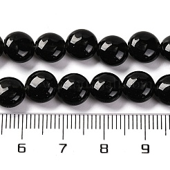 天然ブラックストーンビーズ連売り  フラットラウンド  7.5~8x4.5~5mm  穴：1.2mm  約50~51個  14.57~15.35インチ（37~39cm）&nbsp;G-T047-A17-01