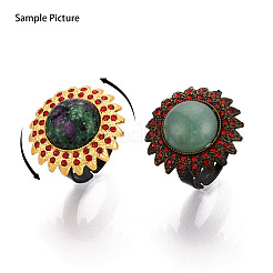 Adjustable Flower Alloy & Iron Rhinestone Bezel Cup Ring Base with Rotatable Tray&nbsp;MAK-T012-04AB