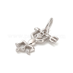 スターリングシルバーの長い尾を持つ悪魔のチャーム925個  ロジウムメッキ  プラチナ  14x9.5x1.5mm  穴：3.5mm&nbsp;LS-STER-R010-02P