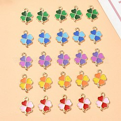 25本5色合金エナメルペンダント  ゴールドカラー  クローバー  ミックスカラー  18x12x1.3mm  穴：1.8mm  5個/カラー&nbsp;ENAM-YW0003-83