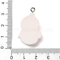 漫画の雪だるまの不透明樹脂ペンダント  プラチナ鉄ループ付き  雪だるま  32x19.5x7mm  穴：2mm&nbsp;RESI-S010-01A