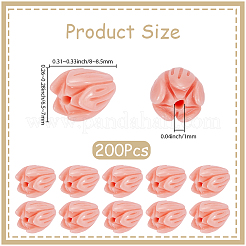 染色された合成サンゴビーズ200個  DIYのジュエリーには  ジャスミンの花  ピンク  8~8.5x6.5~7mm  穴：1mm&nbsp;CORA-SP0001-22B