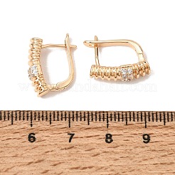 Brass Micro Pave Cubic Zirconia Hoop Earrings&nbsp;KK-CBACA55-08G