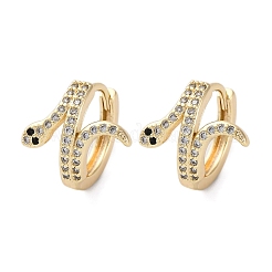Brass Cubic Zirconia Hoop Earrings&nbsp;EJEW-Q014-39G
