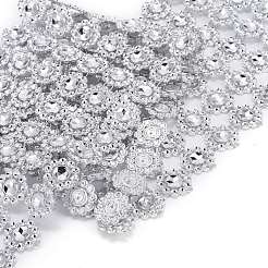 6列プラスチックダイヤモンドメッシュラップロール  ラインストーンクリスタルリボン  DIYの結婚披露宴は装飾工芸品を好む  銀  97x2mm&nbsp;DIY-L049-04C