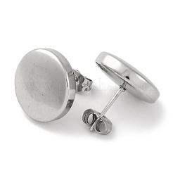 304ステンレススチールフラットラウンドスタッドピアス  ステンレス鋼色  15mm&nbsp;EJEW-D281-26S