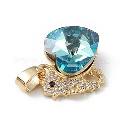 Real 18K Gold Plated Rack Plating Brass Micro Pave Cubic Zirconia Pendants&nbsp;KK-C015-02G-05