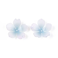 花のアクリルビーズキャップ  DIYのジュエリーには  空色  28x28x8~10mm  穴：1.6mm&nbsp;X-SACR-T017-51E