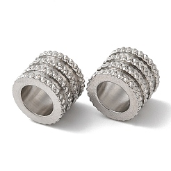 変色しない202ステンレススチールヨーロピアンビーズ  大穴ビーズ  コラム  ステンレス鋼色  10x8mm  穴：6.5mm&nbsp;STAS-A081-06P