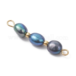 Natural Cultured Freshwater Pearl Potato Beaded Links Connector Charms&nbsp;PALLOY-JF05038