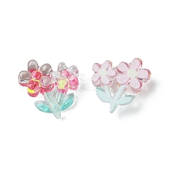 半透明の樹脂カボション  花  ミックスカラー  10.5x11x3mm&nbsp;RESI-E039-27