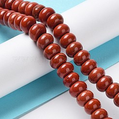 天然石レッドジャスパービーズ連売り  ロンデル  グレードAB  レッド  8x5mm  穴：1mm  約75個/連  15.1インチ&nbsp;G-F347-8x5mm-01