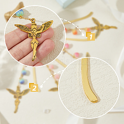 合金フックブックマーク  花のアクリルと真鍮の天使のチャームのブックマーク  ミックスカラー  195mm  4個/セット&nbsp;AJEW-FH00018