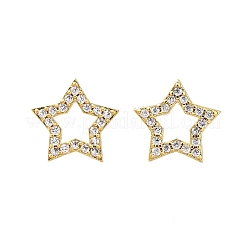 Star Brass Micro Pave Cubic Zirconia Ear Studs&nbsp;EJEW-D304-33G