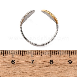 304 Stainless Steel Double Color Cuff Rings&nbsp;RJEW-S635-01GP-N
