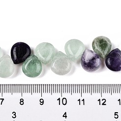 天然石蛍石ビーズ連売り  ティアドロップ  トップ掘削  12~12.5x10~11x5~5.5mm  穴：1~1.2mm  約33個/連  8.86~10.2''（22.5~25.5センチメートル）&nbsp;G-T138-118