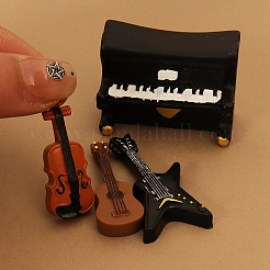 樹脂製楽器ミニチュア装飾品  マイクロランドスケープドールハウスアクセサリー  ピアノ、ギター、チェロ、ウクレレ  ミックスカラー  22~41x13~40mm&nbsp;PW-WG6CCBD-01