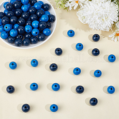 150Pcs 2 Colors Spray Painted Round Natural Schima Wood Beads&nbsp;WOOD-PA0001-70