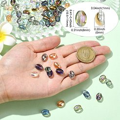 100個10色電気メッキガラスビーズ  コー​​ヒー豆  ミックスカラー  10.5~11x8x5mm  穴：1mm  10個/カラー&nbsp;EGLA-CJ0001-26