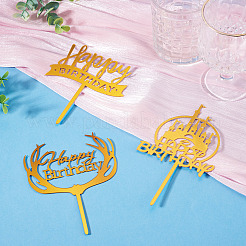 3Pcs 3 Styles Acrylic Cake Toppers&nbsp;FIND-TA0010-38B