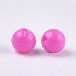 不透明なプラスチックビーズ  ラウンド  濃いピンク  6x5.5mm  穴：1.8mm  約4790個/500g&nbsp;KY-T005-6mm-617