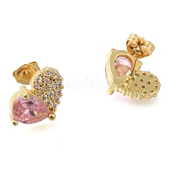 Brass Pave Cubic Zirconia Stud Earrings&nbsp;EJEW-M088-03G-02