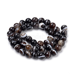 Natural Striped Agate/Banded Agate Beads Strands&nbsp;G-S259-04A-6mm
