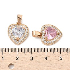 Rack Plating Leaf Brass Clear Cubic Zirconia With Glass Pendants&nbsp;KK-S407-17KCG