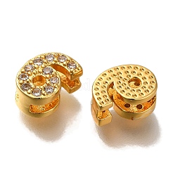 Rack Plating Number Brass Micro Pave Clear Cubic Zirconia Silde Charms&nbsp;KK-A231-13J