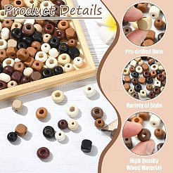 150Pcs 3 Styles Wood European Beads&nbsp;WOOD-CJ0002-73