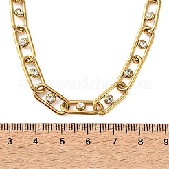 女性用304ステンレススチール製クリスタルラインストーンペーパークリップチェーンネックレス  ゴールドカラー  15.94インチ（40.5cm）&nbsp;SA-CBA8C9C-09G