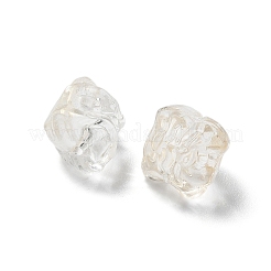 ベーキングペイント透明ガラスビーズ  グラデーションカラー  ライオン  淡黄色  11.5x11x9.5mm  穴：1.2mm&nbsp;GLAA-C035-01R