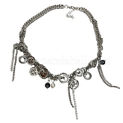 Alloy and Imitation Pearl Button Tassel Choker Necklaces for Women&nbsp;FS-WG5819F-01