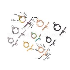 PVD真空メッキ304ステンレススチールトグル留め金  リング  ミックスカラー  9セット /箱&nbsp;STAS-SZ0001-09