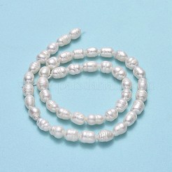 天然養殖淡水パールビーズ連売り  ライス  リネン  7~10x5.5~6mm  穴：0.7mm  約42~45個/連  13.39''（34センチメートル）&nbsp;PEAR-J006-19A-01