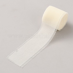 テーブルセッティング用の長方形の紙製名札  シフォンリボン付き  ベージュ  90x40x0.1mm  50個/スタイル&nbsp;OFST-WH20007-046A
